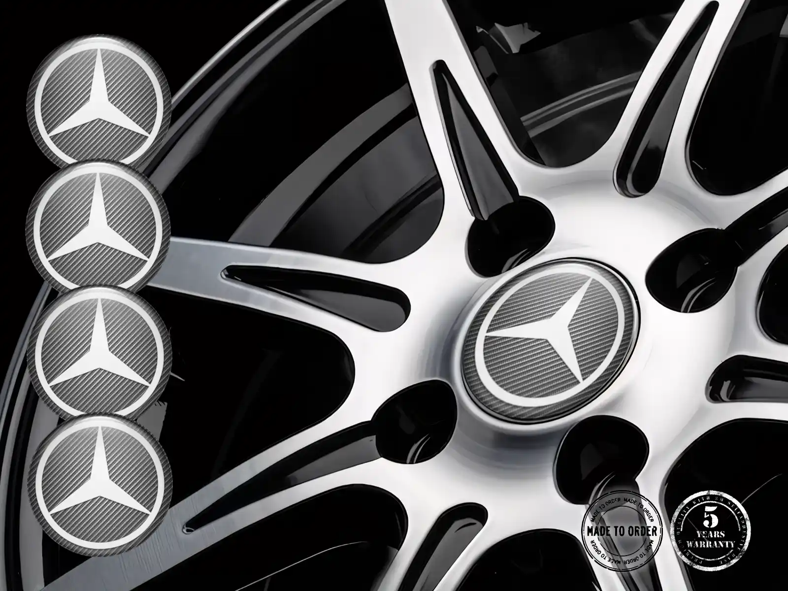 Mercedes Emblemas de Rueda Versión Diseño de Etiqueta Premium